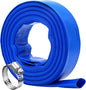 DAVCO 2" x 25 ft Pool Backwash Hose, Heavy Duty Reinforced Blue PVC Lay Flat Water Discharge Pump Hoses For Swimming Drain Pools and Clean Filters,with 1 Clamp