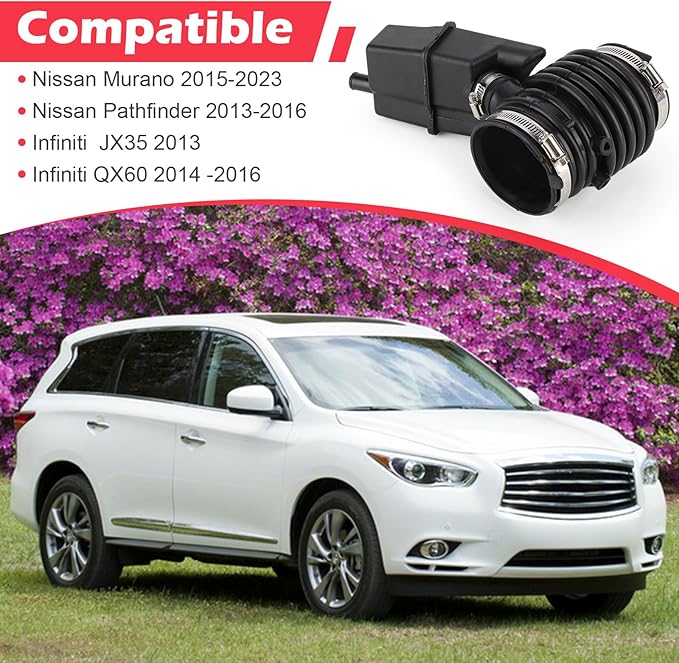 16576-3JA0A Engine Air Intake Hose for 2013-2016 Nissan Pathfinder 3.5L, 2015-2023 Murano / 2013 Infiniti JX35,2014-2016 QX60 Replaces# 165763JA0A, 004B, A27624，696-039 (165763JA0A, 1PCS)