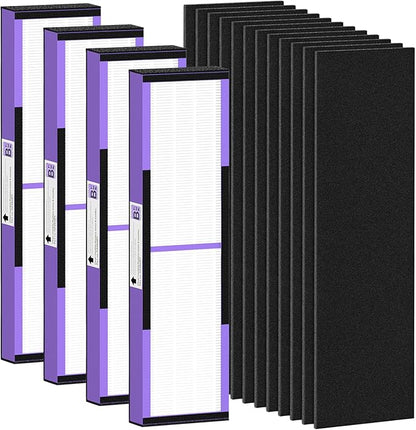 4+12 Pack FLT4850PT Hepa Filter B Replacement for G-Guardian AC4825 AC4800 AC4900 AC4850PT AC4300 CDAP4500 and More, 4 Hepa Pet Care Filters & 12 Activated Carbon Pre-Filters, #FLT4825