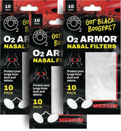 O2 Armor Nose Filters for Welders & Allergies - Nose Filter for Dust - Nasal Filters for Welding - Nose Dust Mask for Construction (30 Pack - 3x10, Size Medium)