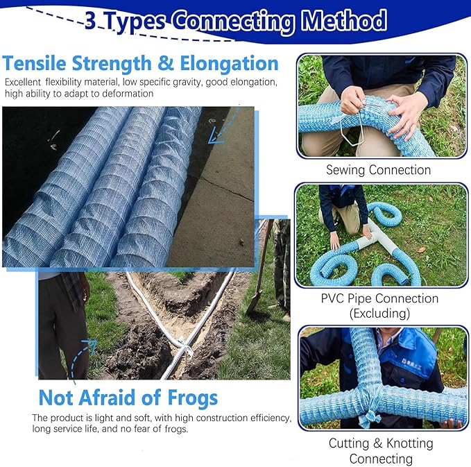 Perforated Drainage Pipe - 5cm (2in) Diameter, Flexible Underground Drainage Tube for Construction Sites and Sports Fields, Ideal Weeping Tile Solution