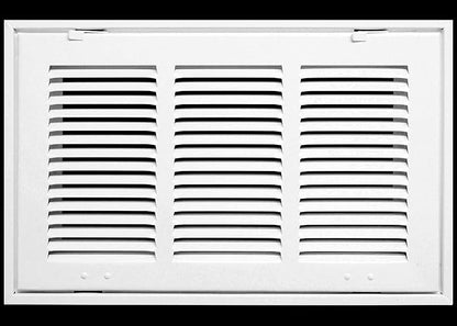 HVAC Premium 14" X 10" Steel Return Air Filter Grille for 1" Filter - Fixed Hinged - HVAC Duct Cover - Flat Stamped Face - White [Outer Dimensions: 16 5/8"w X 12 5/8"h]