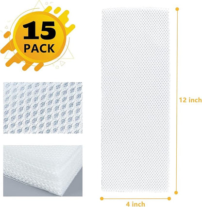 GCGOODS 15 Pcs 4" x 12" Air Filters for Home, Reusable & Washable, 3 Layers Register Vent Filters for Indoor Grille Filtration, Reduce Dander, Dirt, Dust and Pollen, Floor Vent Filters, White