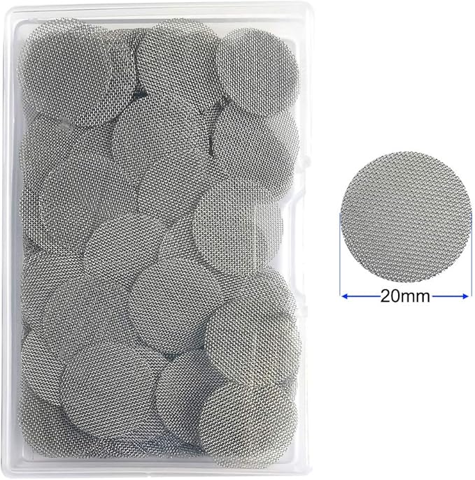 150pcs Stainless Steel Pipe Filters,20mm/0.79 Inch Smoking Screens Pipe,Silver Mesh Screens Gauzes Filter with Storage Box