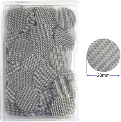 150pcs Stainless Steel Pipe Filters,20mm/0.79 Inch Smoking Screens Pipe,Silver Mesh Screens Gauzes Filter with Storage Box