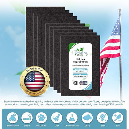 Breathe Naturally - Hapf600 HEPA Carbon Filter Replacement for Holmes Air Purifiers - High Efficiency Carbon Air Cleaner Filters - Compatible with Holmes HAPF600 Series - (10 Pack Carbon Filter C)