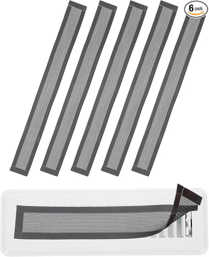YOKIVE 6 Pcs Magnetic Floor Vent Covers, Floor Register Cover PVC Mesh Air Vent Screen Filters, Great for Home Floor, Wall, Ceiling, Catch Debris Hair Dust (Black, 14-Inch x 2-Inch)