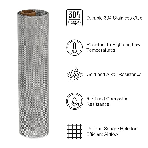 PATIKIL 40"L x 16"W Woven Wire Mesh, 40 Mesh 304 Stainless Steel Air Vent Filter Screen with Gloves for Window Security Vent Cover Filtration Animals Fence