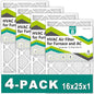 16x25x1 Air Filter MERV 8 (4-Pack), HVAC/Furnace AC Filter Replacement, Dust Defense–Comparable with MPR 600 & FPR 5 (Actual 15.75x24.75x0.75)