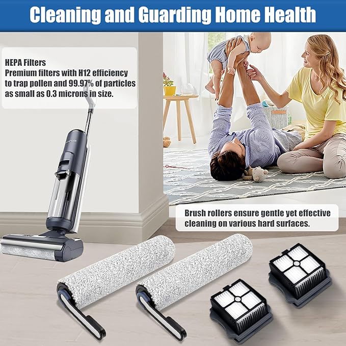 【NOT Universal】【S5 Only】Replacement Parts for Tineco Floor One S5 / S5 Blue / S5 Pro / S5 Pro 2 Wireless Wet Dry Vacuum Cleaner | 3 Filters 2 Brush Roll for Tineco S5 Vacuums