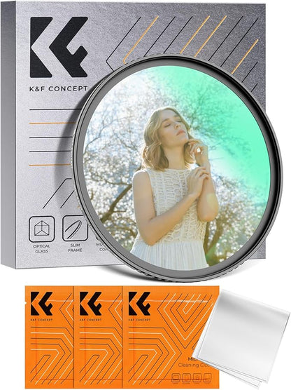 K&F CONCEPT 72mm White Mist 1/4 Filter, 18 Multi-Layer Coatings Dreamy Soft White Diffusion Filter with Cleaning Cloths for Portrait/Video/Vlog Photography