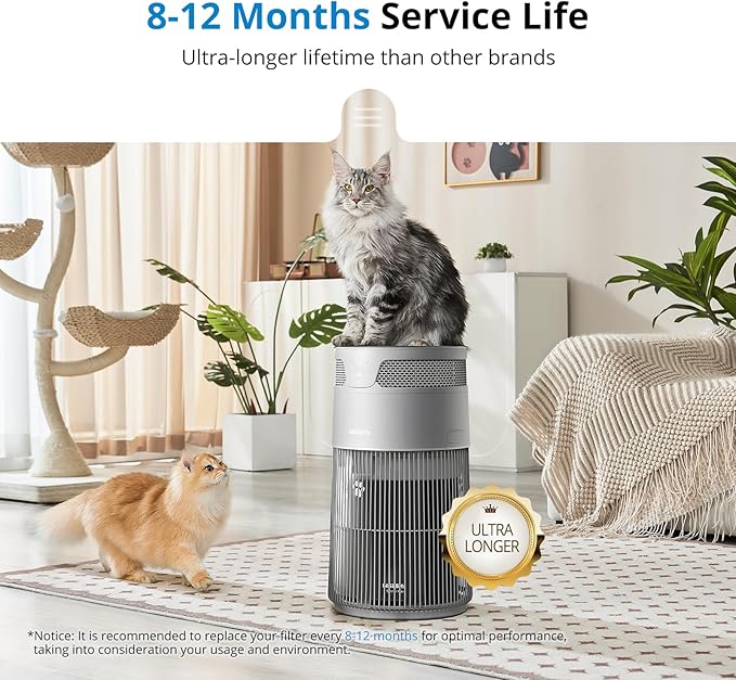 WiseHEPA Carbon Replacement Filter Compatible with WS360A Air Purifier, 9.33"L × 9.33"W × 10.39"H, Removes Pollen, Dust, Smoke, 1 Pack, White, Coverage 1644 sq.ft