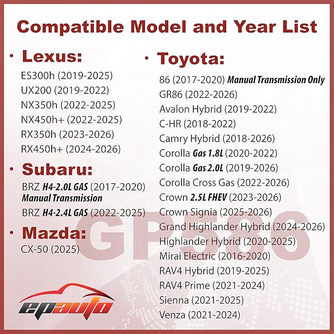 EPAuto GP586 (XA10586) Engine Air Filter, Replacement for Toyota Camry, Corolla, RAV4, Avalon, Highlander, Sienna, Venza, C-HR, Subaru BRZ, Lexus ES300h, UX200, NX350h, NX450h+, RX350h (2017-2025)