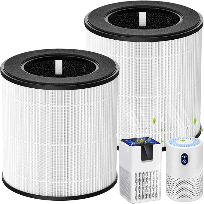B-D02L M05 Replacement Filter, Compatible with MOOKA B -D02L / M05 / B-D02, KOIOS B-D02L, VEWIOR B-D02U and Tailulu D10 Air Purifiers, Efficient Air Filter, 3-Stage Filtration, 2-Pack