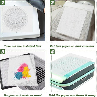 900 Sheets Nail Dust Collector Filter Paper, Disposable Dust Collector Sheet for Nails Tech Filter Sheet for Nail Vacuum Cleaner Supplies Nails Salon Accessories (White)