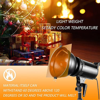 Sakolla 10Pcs Colored Lighting Gel Filters, Correction Gel Light Filter, Transparent Color Overlays Film Plastic Sheets 8.6 x 11 Inch (Halloween Orange)