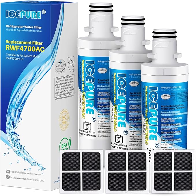 ICEPURE LT1000PC Replacement for LG LT1000P/PC/PCS ADQ747935 ADQ74793501 ADQ74793502 MDJ64844601 LMXS28626S LFXS26973S, LT-1000PC, LT1000, Kenmore 9980 Refrigerator Water and LT120F Air Filter 3 Combo
