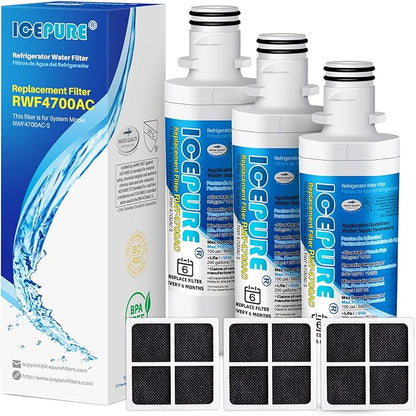 ICEPURE LT1000PC Replacement for LG LT1000P/PC/PCS ADQ747935 ADQ74793501 ADQ74793502 MDJ64844601 LMXS28626S LFXS26973S, LT-1000PC, LT1000, Kenmore 9980 Refrigerator Water and LT120F Air Filter 3 Combo