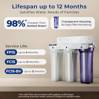 iSpring US31 Under Sink Water System, NSF Certified 3-Stage Water Filters, Reduces PFAS, Chloramine, Chlorine and More, Tankless Water Filter System with Faucet