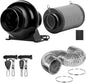 iPower 4 Inch 195 CFM Inline Fan Vent Blower, Upgrade Air Carbon Filter, 8 Feet Aluminum Ducting and Rope Hanger, Combo for Grow Tent Ventilation