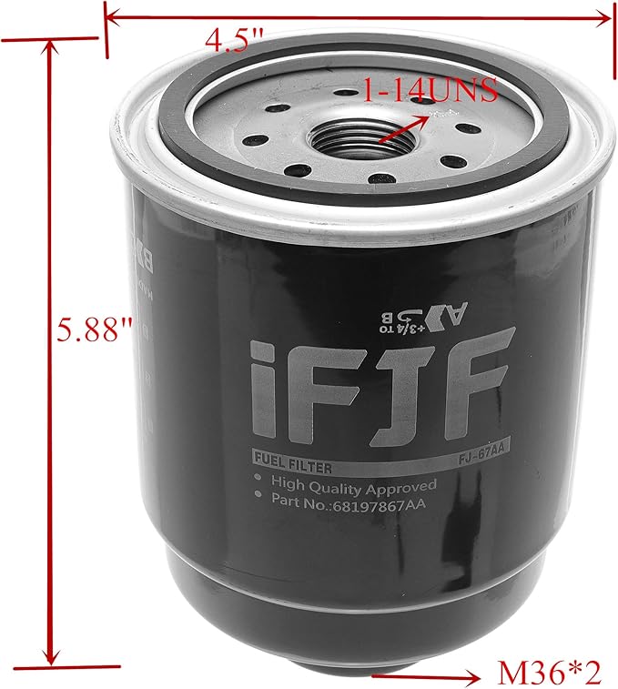 iFJF Fuel Filter Water Separator for 2013-2018 Dodge Ram 6.7 Liter 2500 3500 4500 5500 6.7L Cummins Turbo Diesel Engines 68197867AA 68197867AB Includes One Gasket