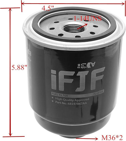 iFJF Fuel Filter Water Separator for 2013-2018 Dodge Ram 6.7 Liter 2500 3500 4500 5500 6.7L Cummins Turbo Diesel Engines 68197867AA 68197867AB Includes One Gasket