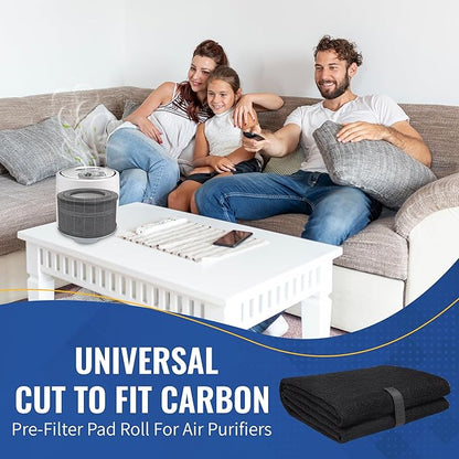 CFS - Universal Cut to Fit Carbon Pre-Filter Pad Roll for Air Purifiers, Range Hood, Furnace & Conditioner Filters - Fresh Indoor Charcoal Filter Sheet - Pack of 4, 6"x48"