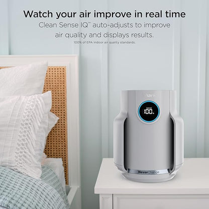 Shark Air Purifier for Home, NeverChange Compact Pro, for Bedroom, Nursery, Home Office, Dorm, HEPA-Exceeding Filter, Captures Pollutants, Pet Dander, Dust, Odor, Smoke, and More, HP071BRN, Winter Fog
