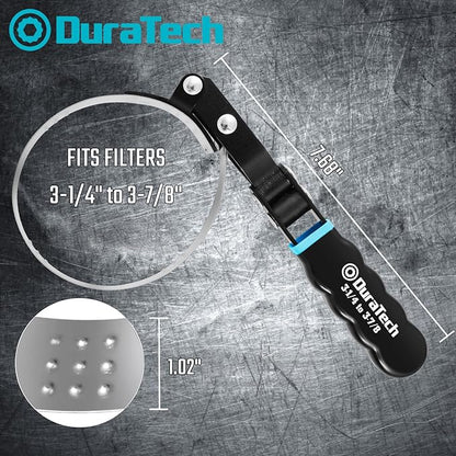 DURATECH Standard Swivel Oil Filter Wrench, Oil Filter Removal Tool, Fits Filters 3-1/4" - 3-7/8", Ideal for Car Repair Tools