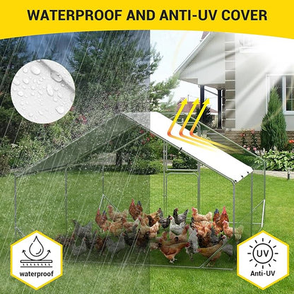 9.8X13.1x6.6FT, Large Walk in Chicken Run Pen Cage, Metal Coop Clearance with Double Door, Chicken Runs for Yard with Cover, Outdoor Cages for Chickens and Range Poultry, Large Chicken Coops