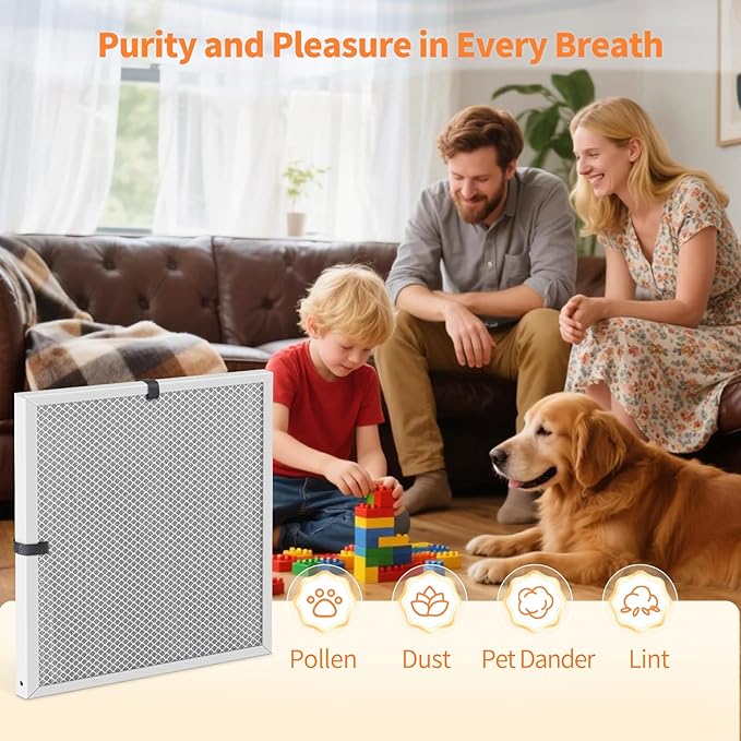 2-Pack 21x21x1 MERV 8 Reusable & Washable Electrostatic Air Filters - Long-Lasting Filter for HVAC, Furnace & Air Conditioner Units, Actual Size: 20-5/8” x 20-5/8” x 7/8”