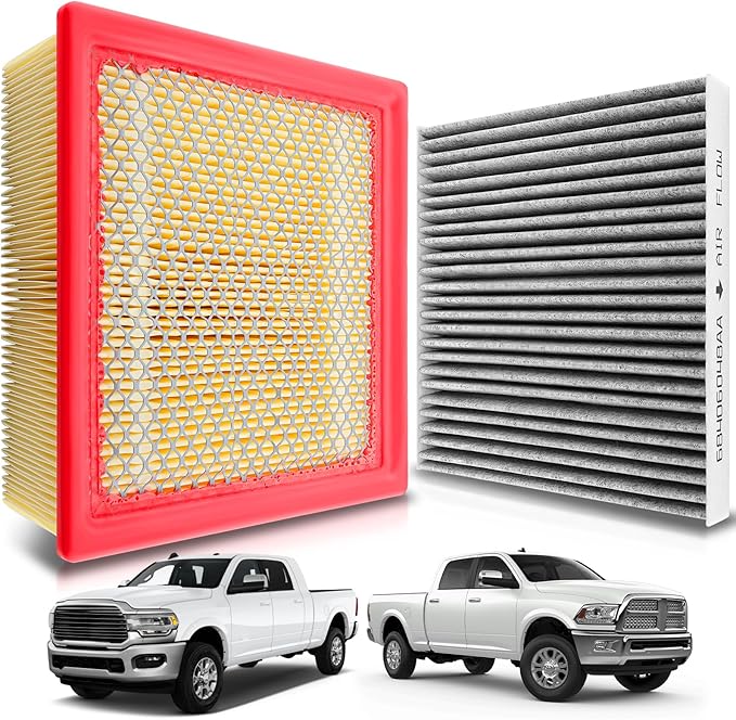 AUTOKAY Engine & Cabin Air Filter Set Fits for Dodge Ram 2500 3500 4500 5500 2016-2025 RE# 53034051AB 68406048AA CA10261 PA4318 68318365AA 5058693AA PA6314 88930 46930 68052292AA CF11671 CAF1864P