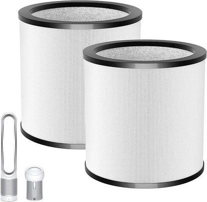 Updated TP01 Filter, 360 Glass HEPA Filter Replacement for Dyson Air Purifier Pure Cool Link TP01 TP02 TP03 AM11 Tower Fan, Pure Cool Me BP01 Personal Purifying Fan, Compare to 968126-03,2 Pack,Black