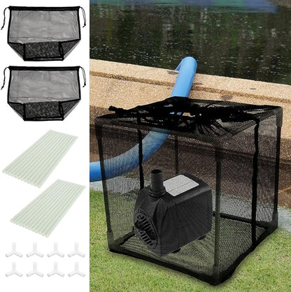 Pond Pump Filter Bag Solid Pump Mesh Box Adjustable Pond Filter Box Protective Pump Barrier Bag Thickened Pump Mesh Bag Anti Clogging Filter Bag with Drawstring for Outdoor
