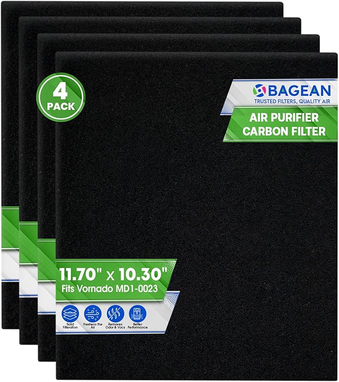 Bagean Carbon Pre Filter MD1-0023 - Compatible with Vornado Air Purifier Filter Replacement - Fits AC350 AC300 AC500 & AC550 Models - Activated Carbon Filters Remove Odors and Freshen the Air (4-Pk)