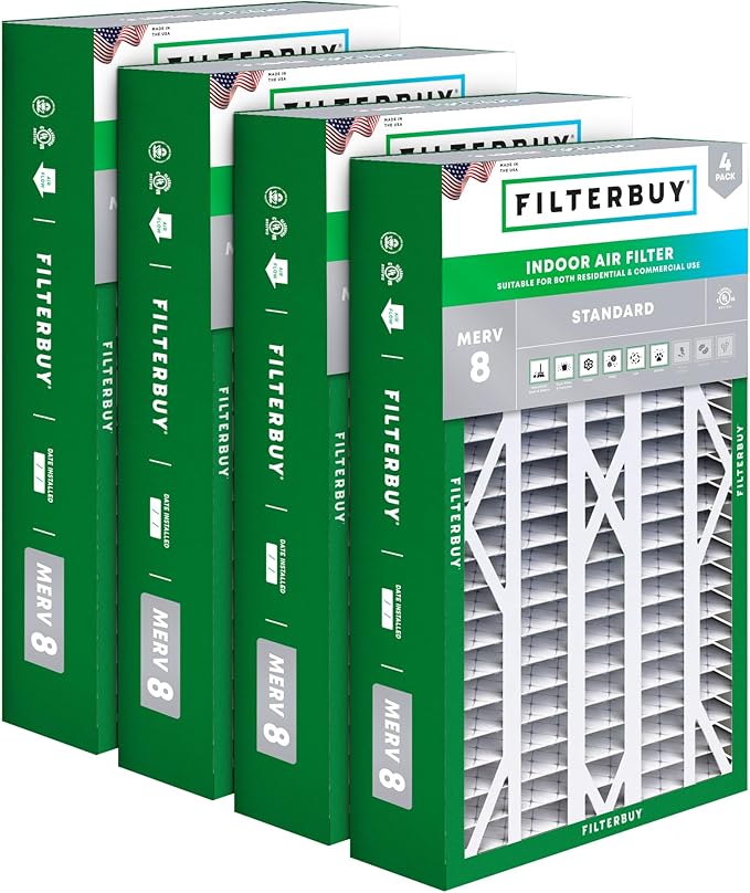 Filterbuy 16x26x5 Air Filter MERV 8 Essential Dust & Allergy Defense (4-Pack), Pleated HVAC AC Furnace Filters for Electro-Air, Emerson, White Rodgers, and More (Actual Size: 16.00 x 25.75 x 4.88)