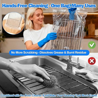 RackRescue - Professional Oven Grate Washing Bags | 10 Piece Large Capacity Degreasing Set with Reinforced Seams & -Resistant Film for Microwaves, Smokers, Kitchens and Barbecue