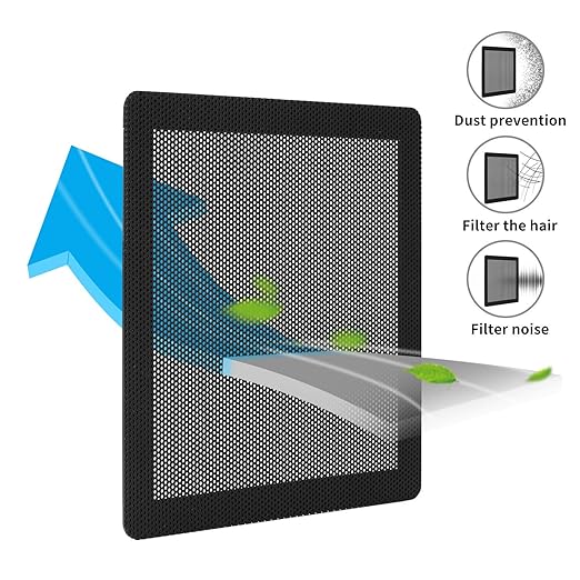 120MM PC Fan Dust Filter Computer Case Fan Magnetic Frame Dust Filter Fine PVC Mesh Length 4.72 x 4.72 inches Black-4Pack