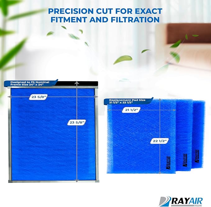 RAYAIR SUPPLY 24x24 Replacement Filter Pads Compatible with Dynamic Air Filter (3 Pack) (24x24)