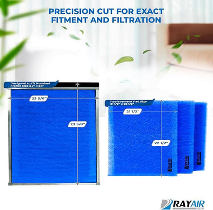 RAYAIR SUPPLY 24x24 Replacement Filter Pads Compatible with Dynamic Air Filter (3 Pack) (24x24)