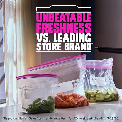 Ziploc Gallon Food Storage Bags, Stand-Up Bottom, Easy to Fill, 162 Count (Packaging May Vary)