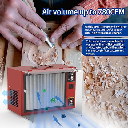 Portable Air Filtration System - Tabletop Dust Collectors (580-780CFM) for Woodworking, Movable Air Filter with Strong Vortex Fan, Benchtop Dust Collection Systems for Garage Works Shop