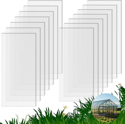 14 Pack Polycarbonate Greenhouse Panels, 4' x 2' x 0.24" Twin-Wall Polycarbonate Sheets for All Weather Green house Covering, Clear Greenhouse Panels, Excellent Light Transmission & Weather Resistance
