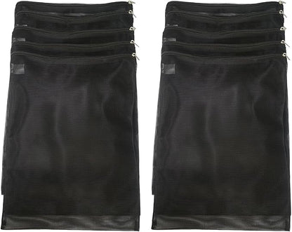 10 Pcs 12.2" x 15.9" Filter Media Bags, Extra Large Fish Tank Media Mesh Filters Bags for Activated Carbon, Ceramic Rings, Aquarium Mesh Reusable Bags with Zipper, Black.