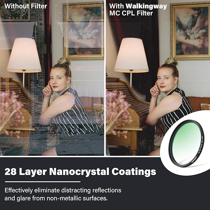 Walking Way 40.5mm Circular Polarizing Filter Ultra-Slim MC CPL Filter Optical Glass Circular Polarizer Filter for Camera Lens