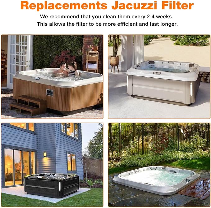 6CH-960 Spa Filter Replacement Jacuzzi Filter J-300, J400, 14081, 6000-383A, FC-2800, 6540-476, 6540-383, PJW60TL-F2S, 14081, 6000-383A Hot Tub Filter with Closed Handle (Not be Removed) 2 Pack