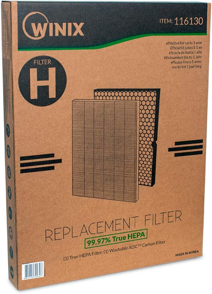 Genuine Winix 116130 Replacement Filter H for 5500-2 Air Purifier , 16.25"L x 12.5"W x 1.5"Th, White