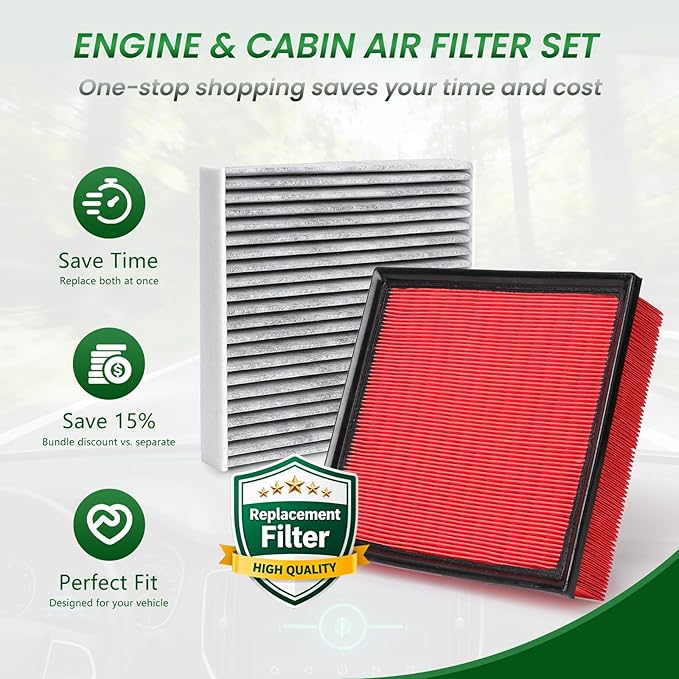 Cabin Engine Air Filter Kit CF10285, CA10741 Fit for CT200h (2011-2017), NX300h (2015-2021), Prius (2010-2015), Prius Plug-In (2012-2015), Prius V (2012-2018), RAV4 (2016-2018)