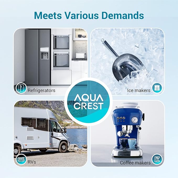 AQUACREST 5 years In-Line Water Filter for Refrigerator and Ice Maker, High Capacity, 1/4-Inch Direct Connect Fittings, Easy Installation, Reduces Chlorine, Bad Taste & Odor