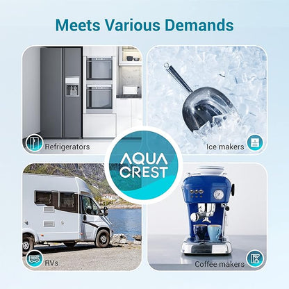 AQUACREST 5 years In-Line Water Filter for Refrigerator and Ice Maker, High Capacity, 1/4-Inch Direct Connect Fittings, Easy Installation, Reduces Chlorine, Bad Taste & Odor